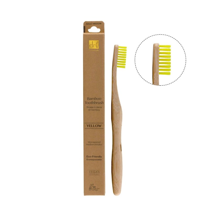 Bamboo Toothbrush in Yellow with Medium Bristles