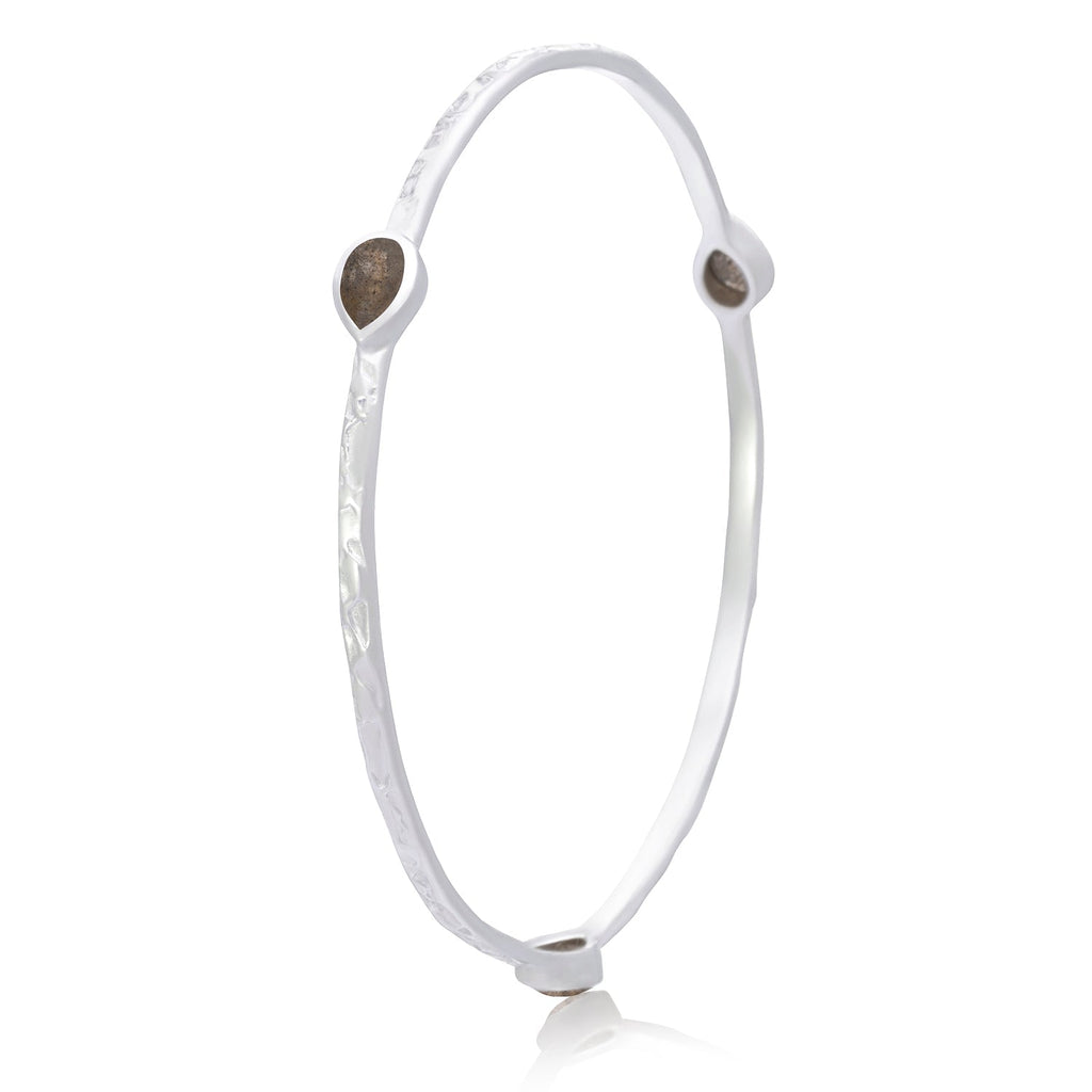 Simi Three Stone Stacking Bangle: Silver Labradorite