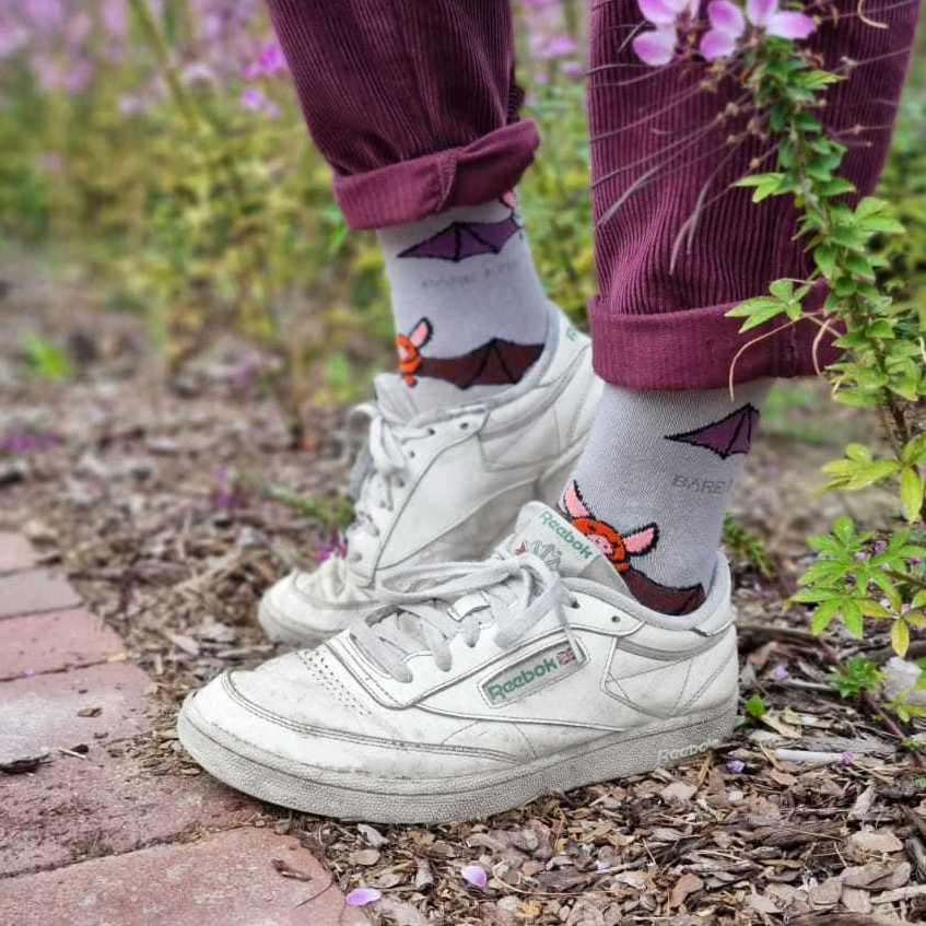 Save the Bats Bamboo Socks in Lavender