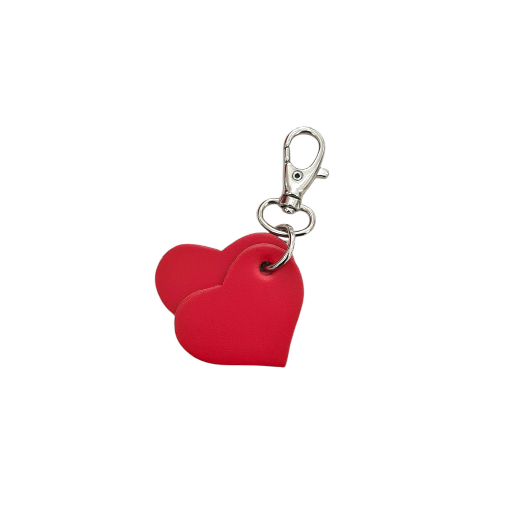 Handmade Leather Handbag in Pillar Box Red with Love Hearts Charm