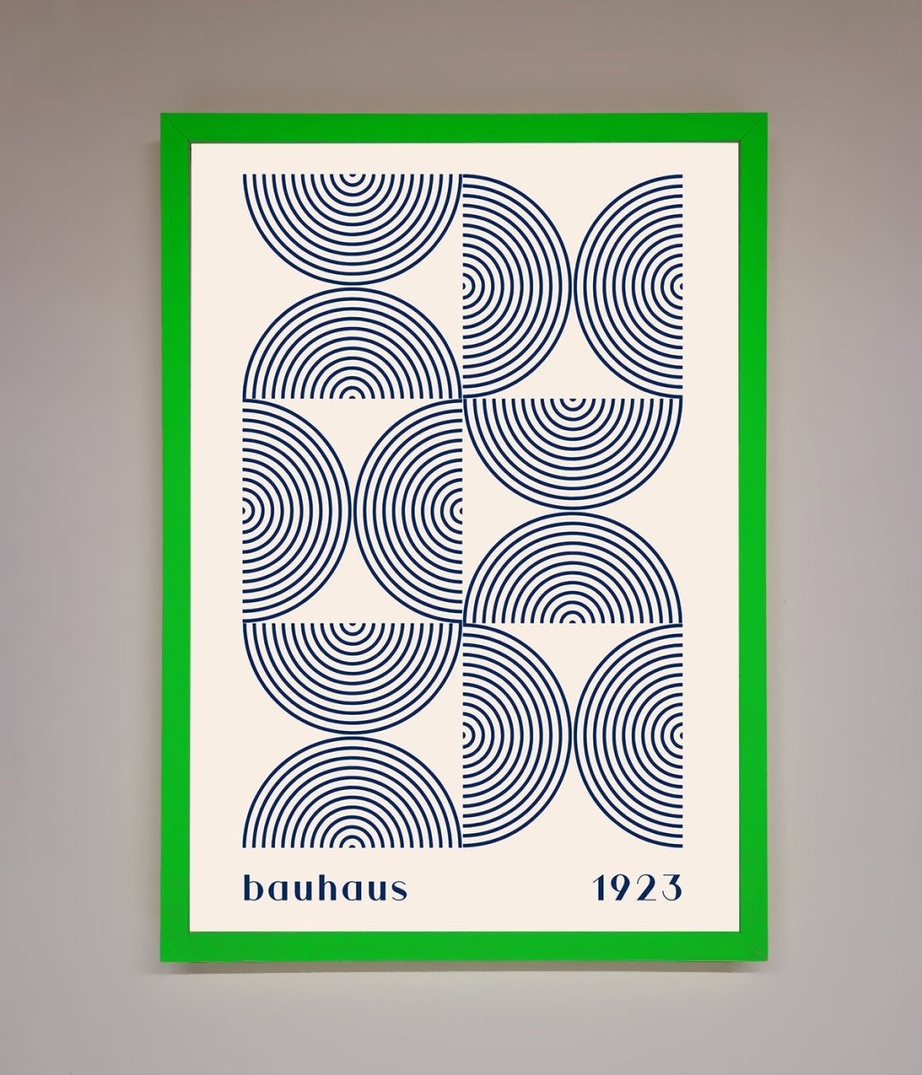 Navy Abstract Bauhaus Print Framed Poster