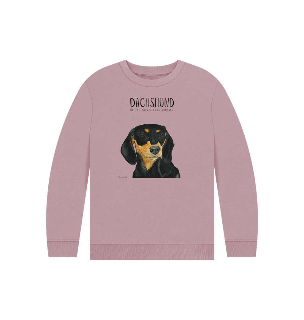 Snuggly Black and Tan Sausage Dog Kids Sweatshirt