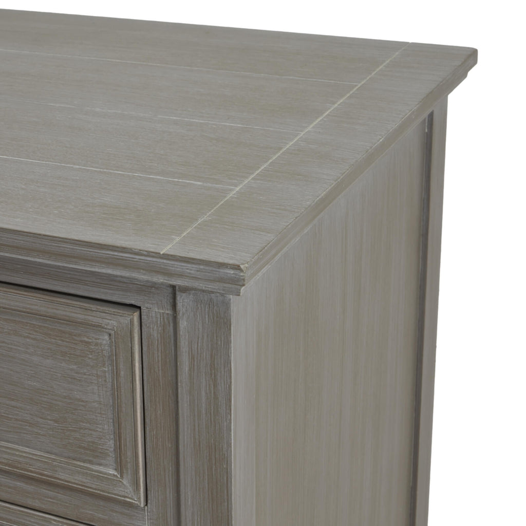 Minimalist grey solid wood dresser with two-over-two drawers, clean lines, and subtle hardware for bedroom storage by sostter at brixbailey.com