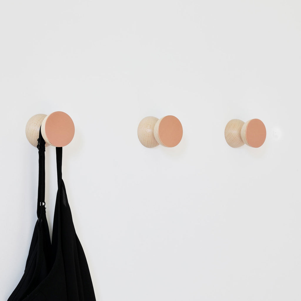 bold beech wood and copper wall hook with a confident, modern look for hallway or entryway