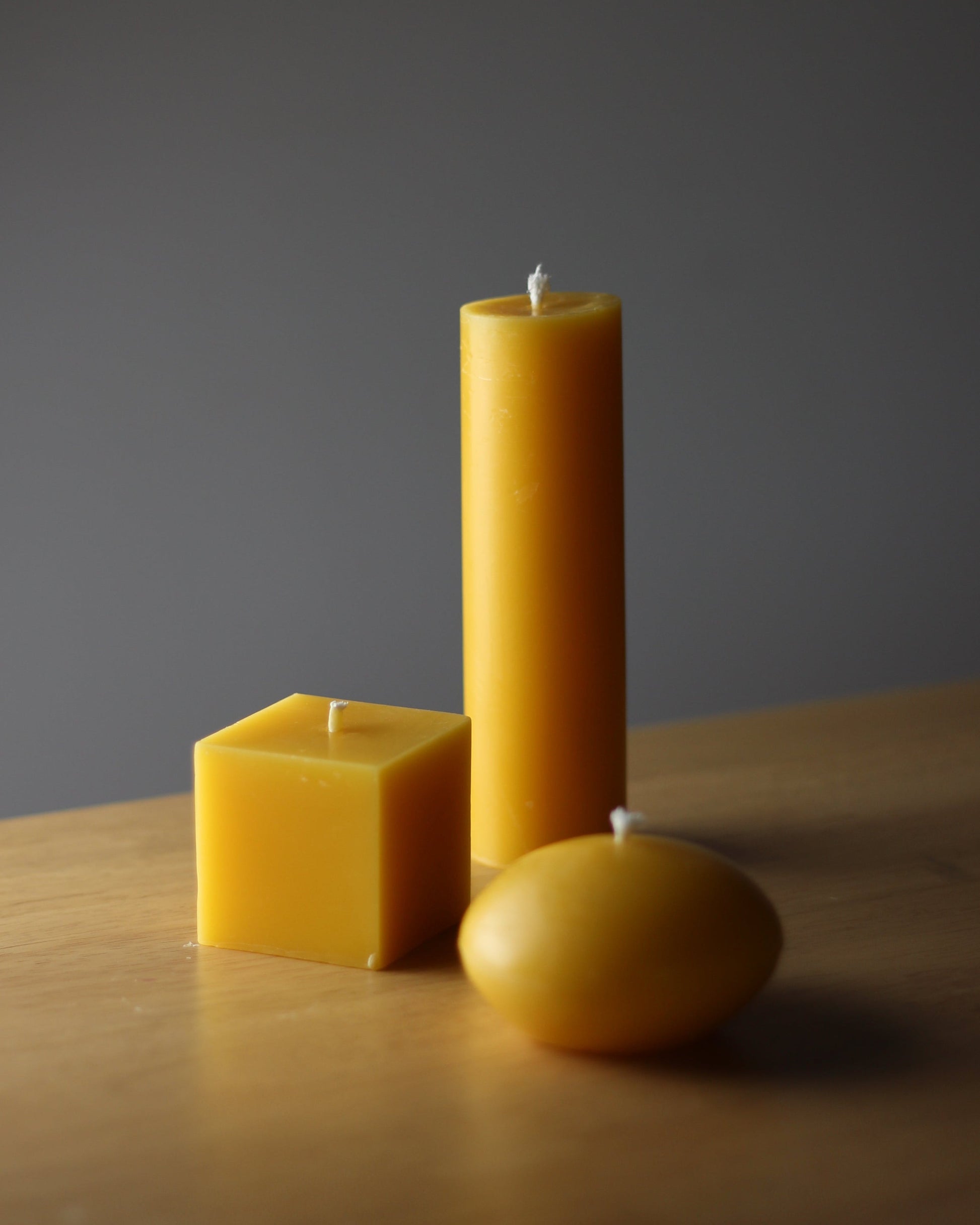 Geometric Beeswax Pillar Candles Set of 3