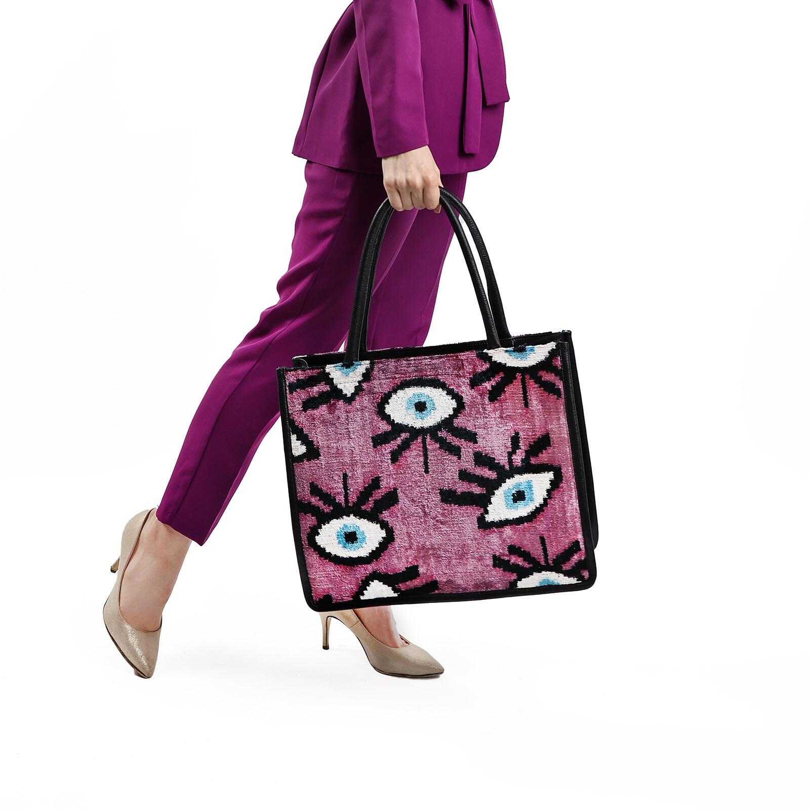 Luxurious Bernadette Silk & Leather Tote – Spacious & Handmade by Jkel at www.brixbailey.com