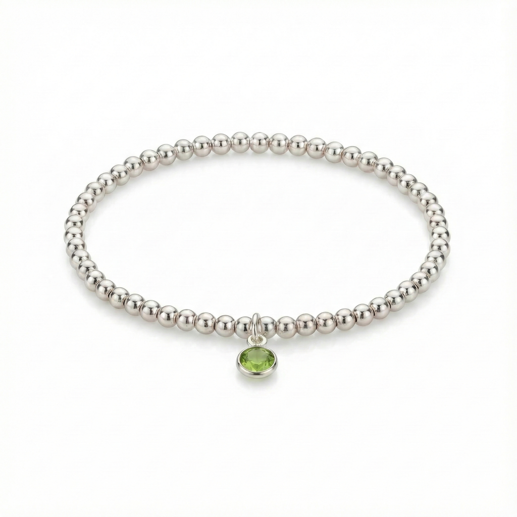 Peridot August Birthstone Stretch Bead Bracelet