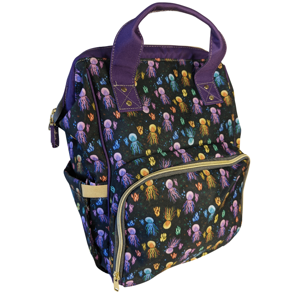 Black Baby Changing Bag with Ocean Print