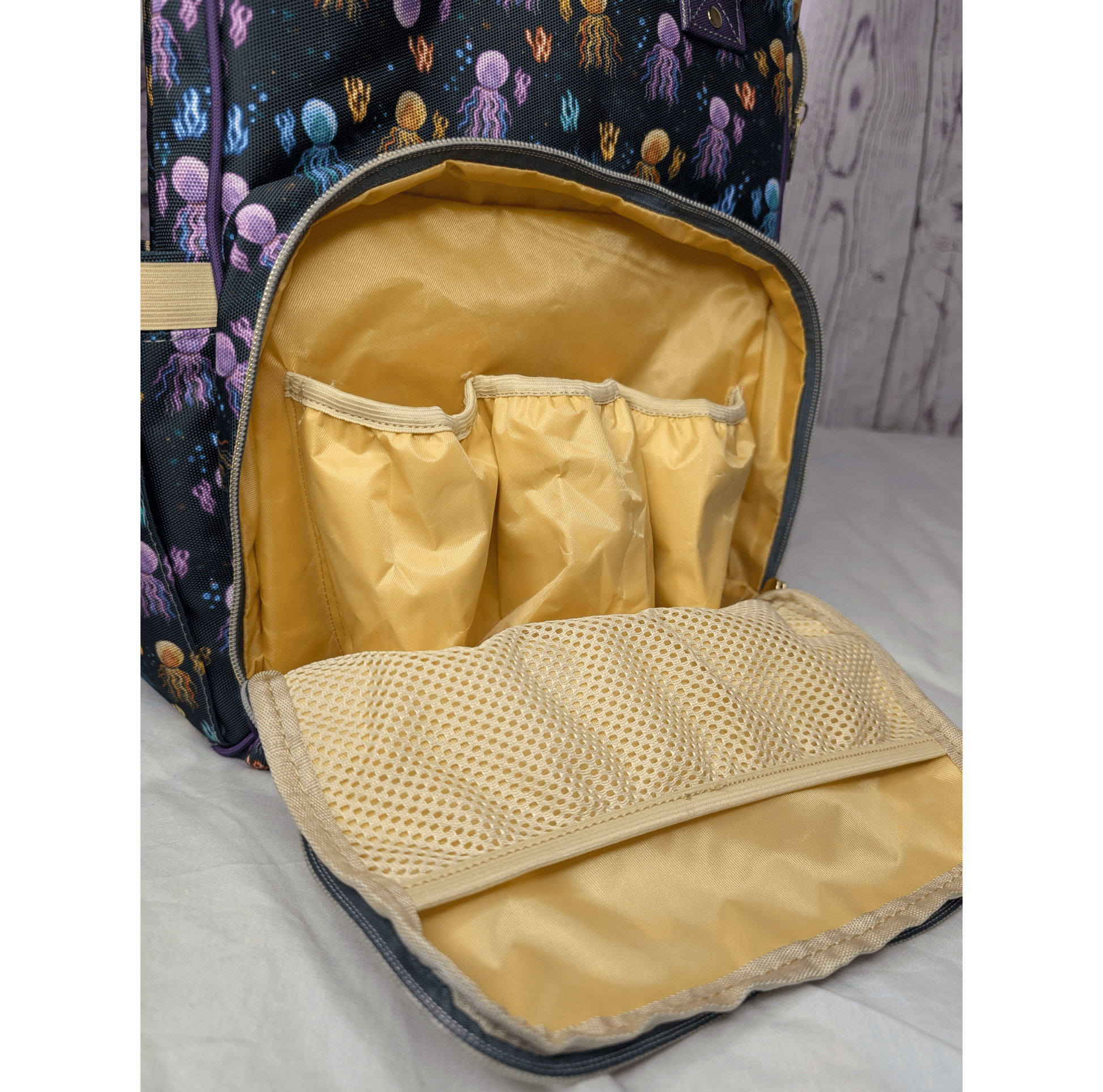 Black Baby Changing Bag with Ocean Print