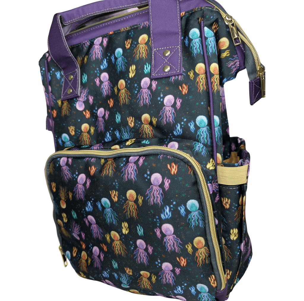 Black Baby Changing Bag with Ocean Print