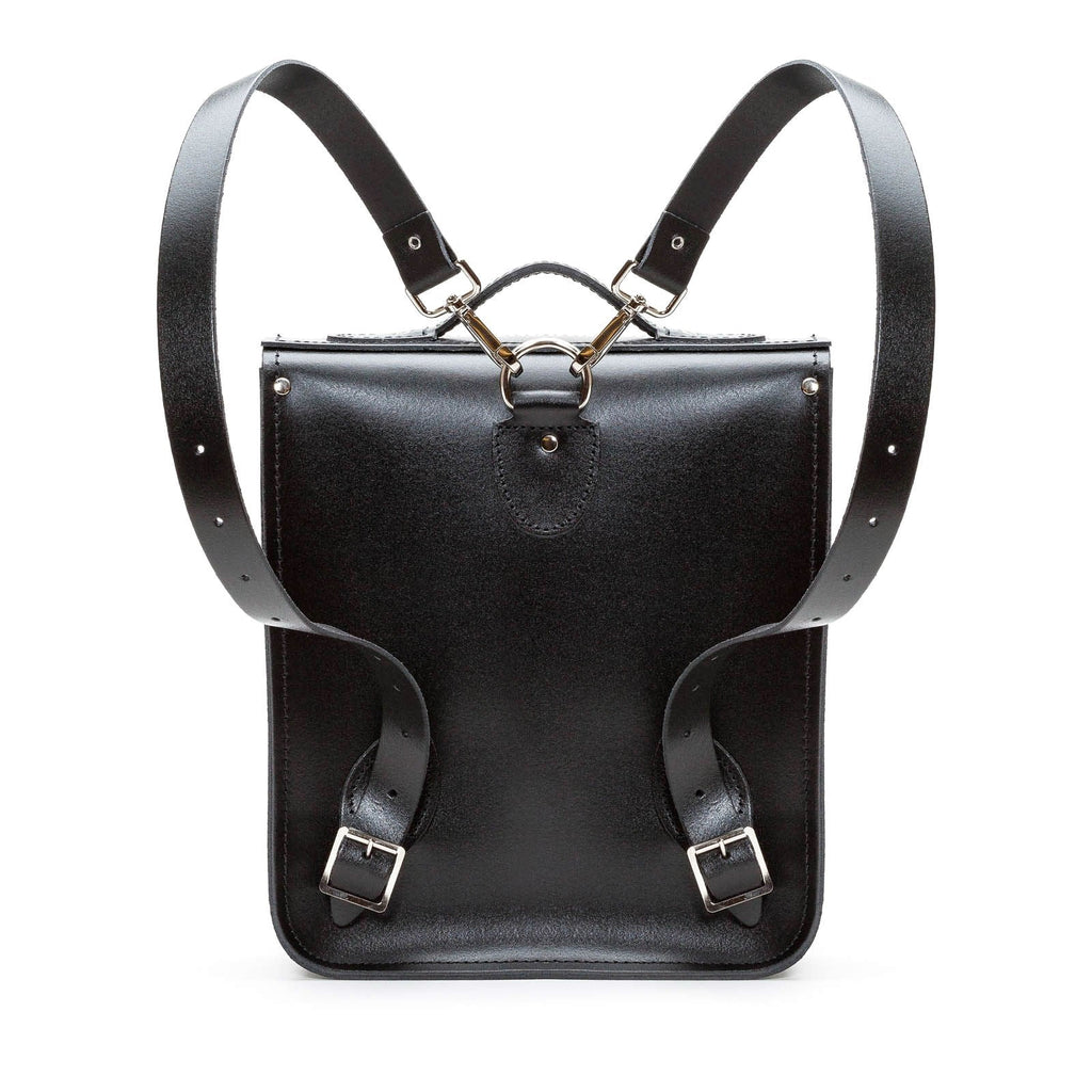 Handmade Leather City Backpack in Gothic Red and Black Stripes