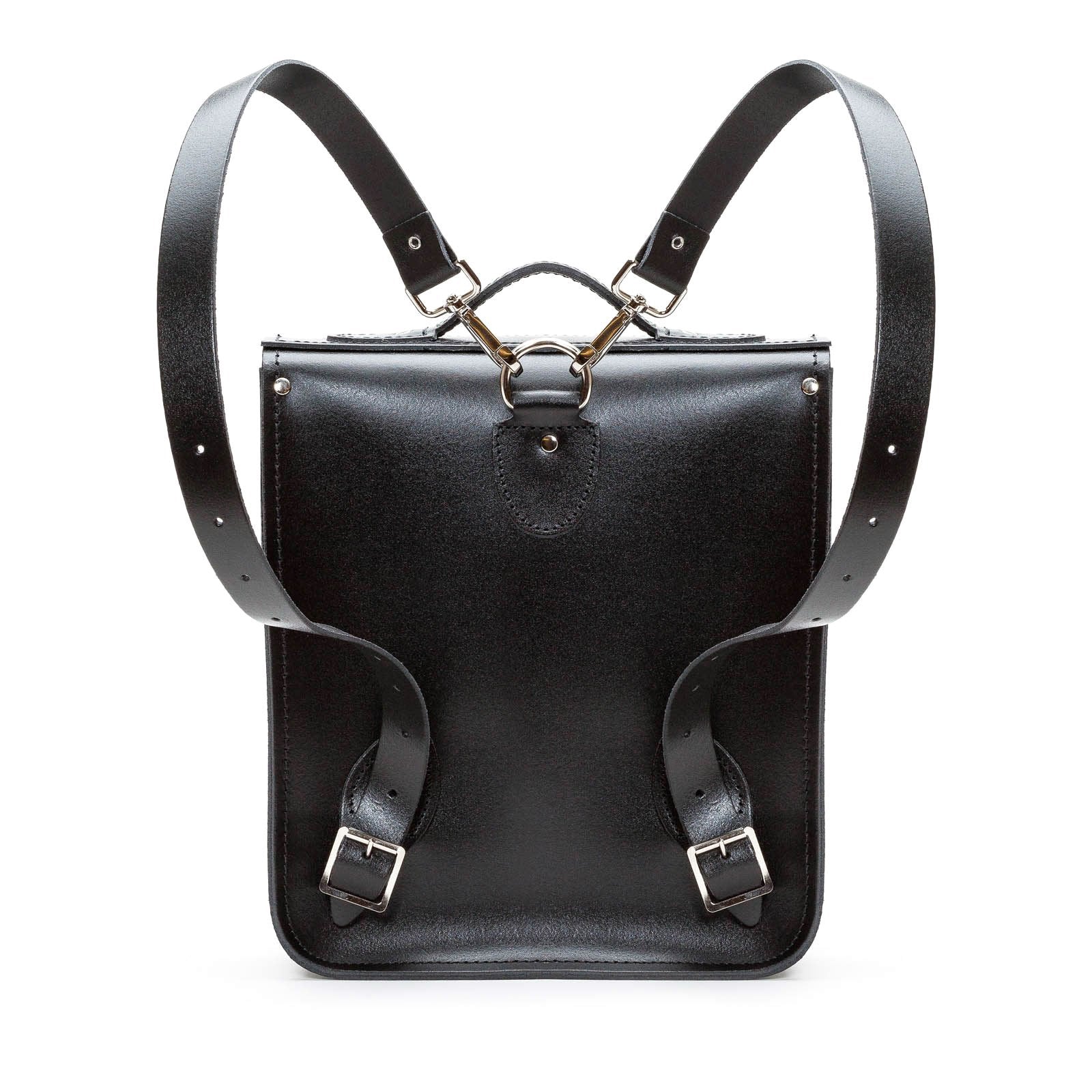 Handmade Leather City Backpack in Gothic Red and Black Stripes