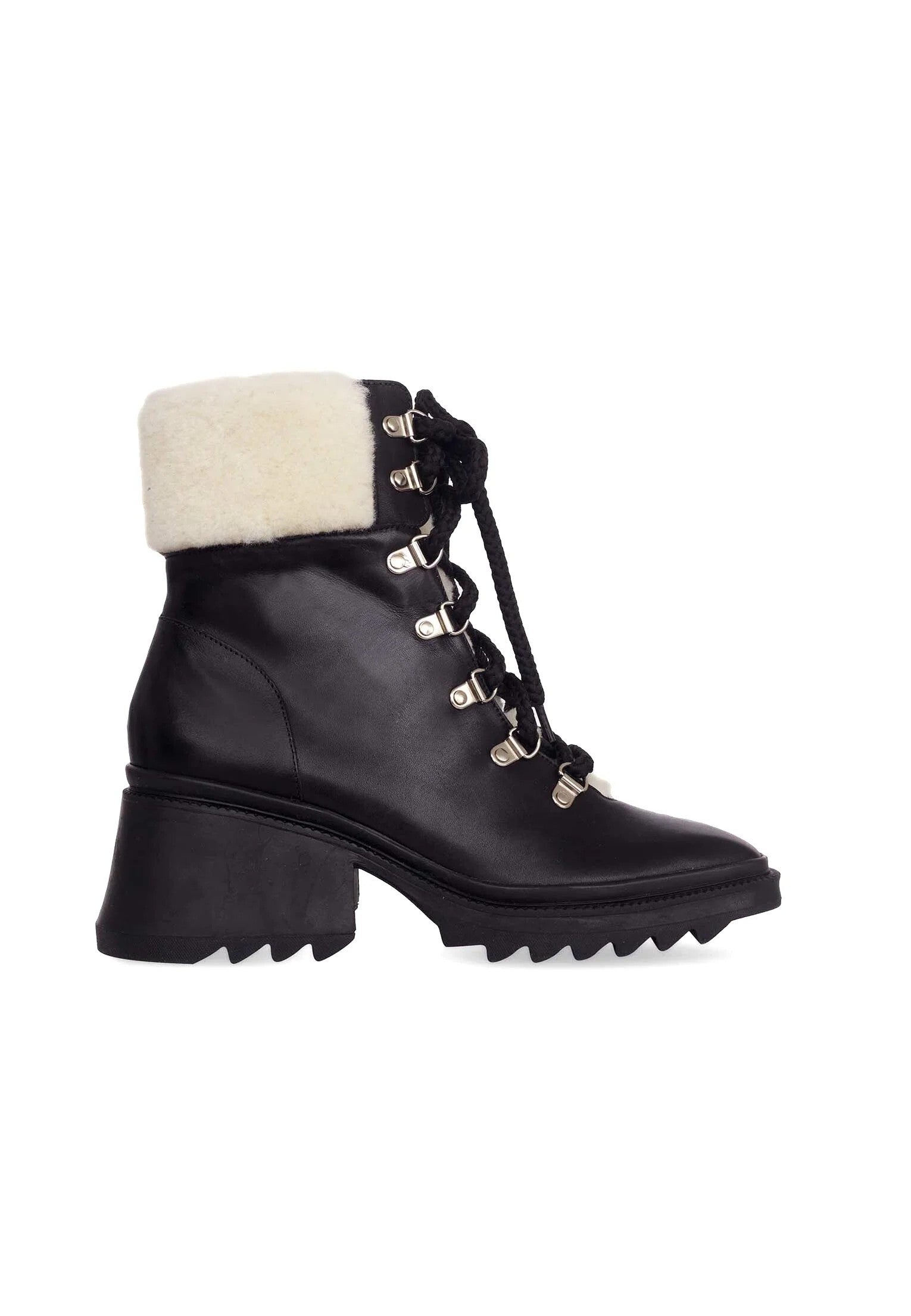 Black Calf Leather Cassia Combat Boots – 7.8cm Heel