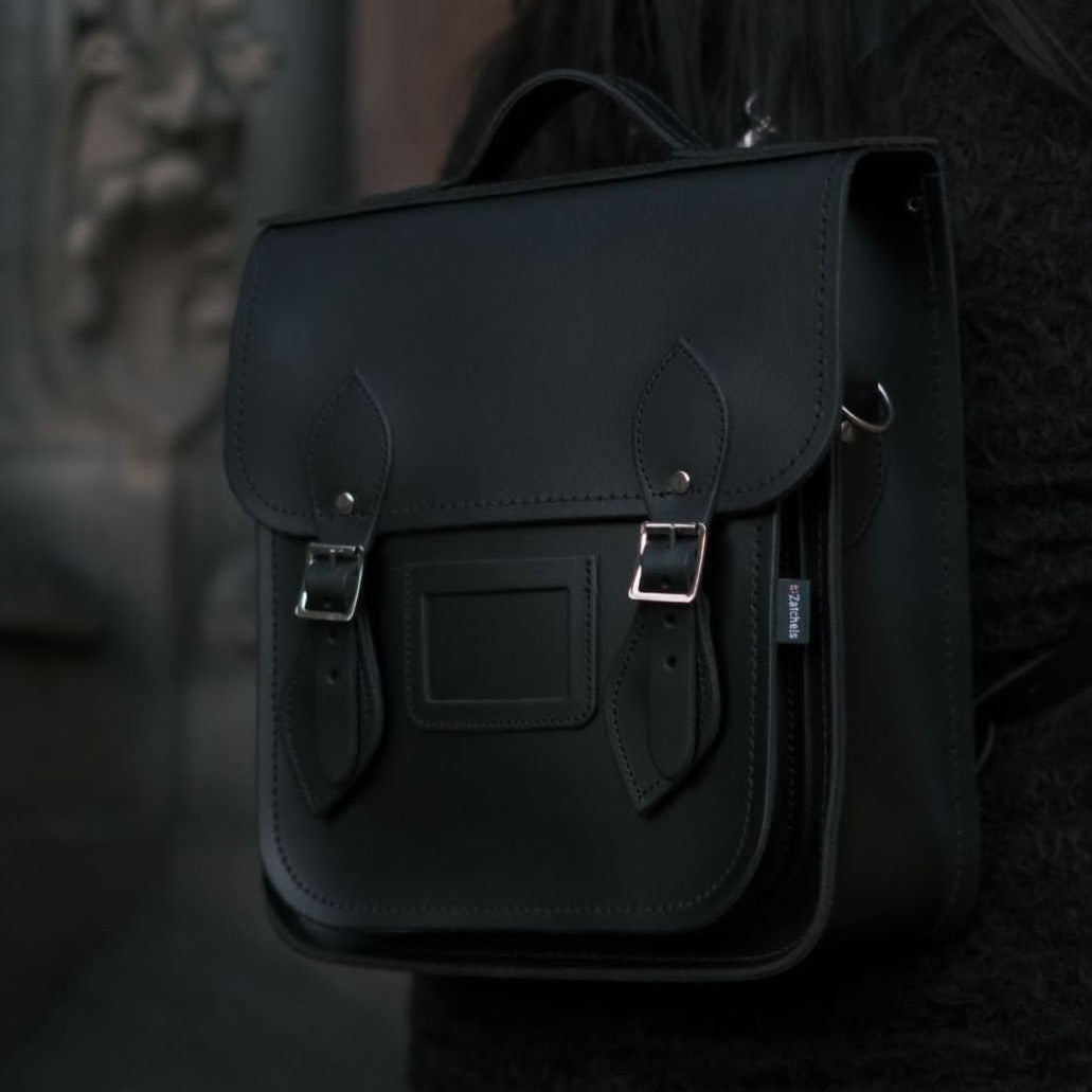 Handmade Leather City Backpack in Black