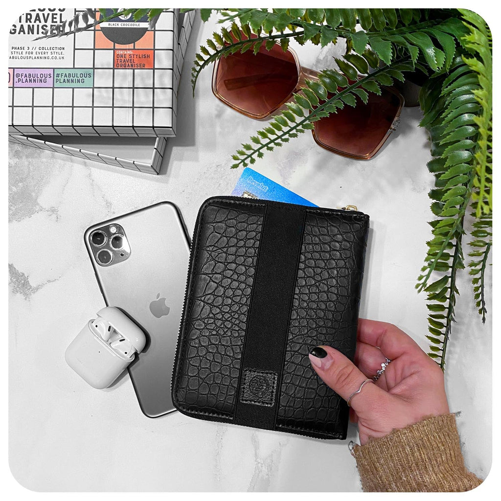 Black Crocodile Travel Organiser