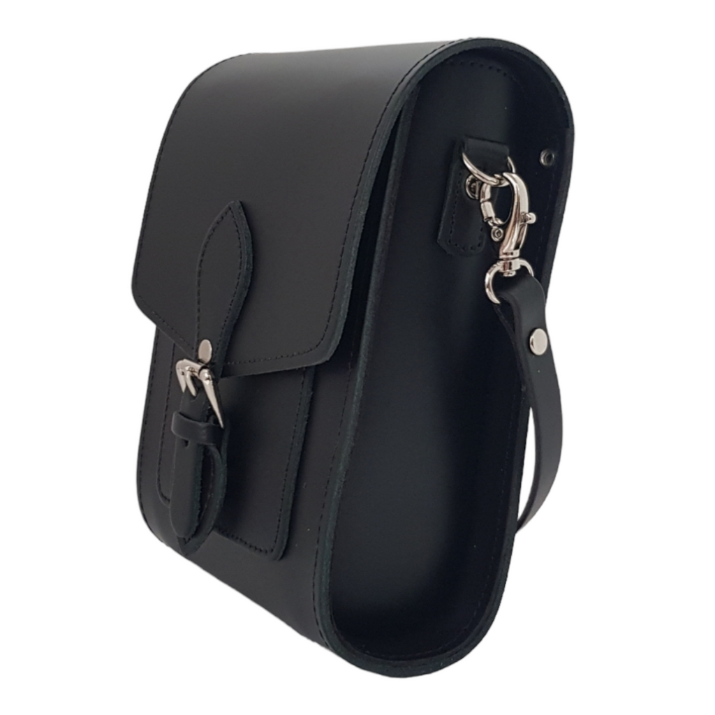 Handmade Leather Festival Phone Bag in Black