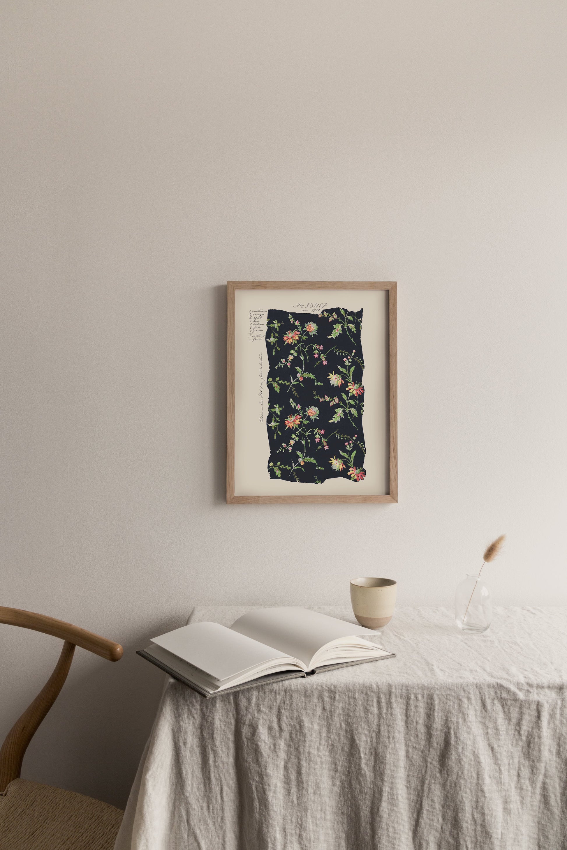 Midnight Blooms Vintage Botanical Poster Print
