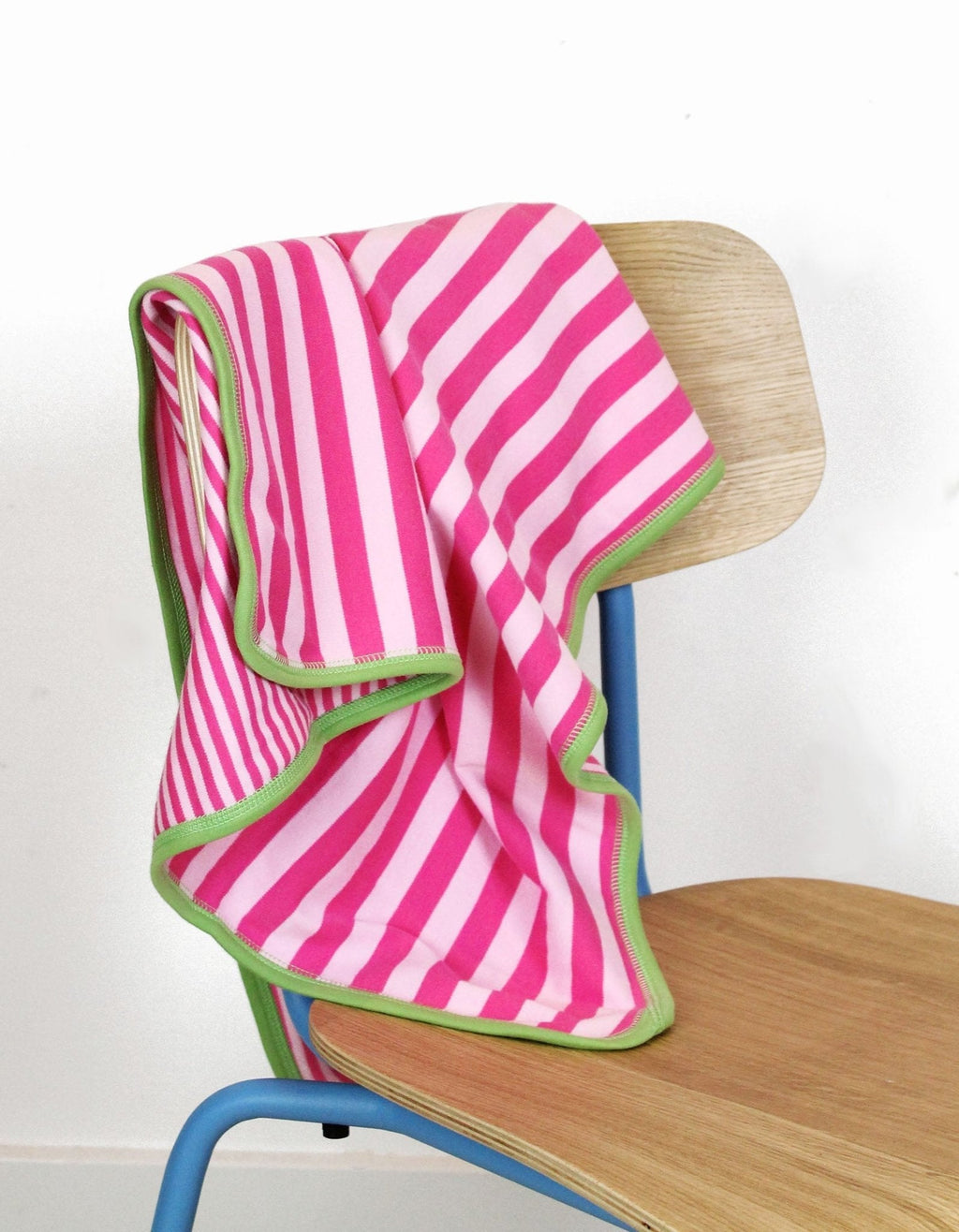 Organic Pink and Green Stripe Baby Blanket