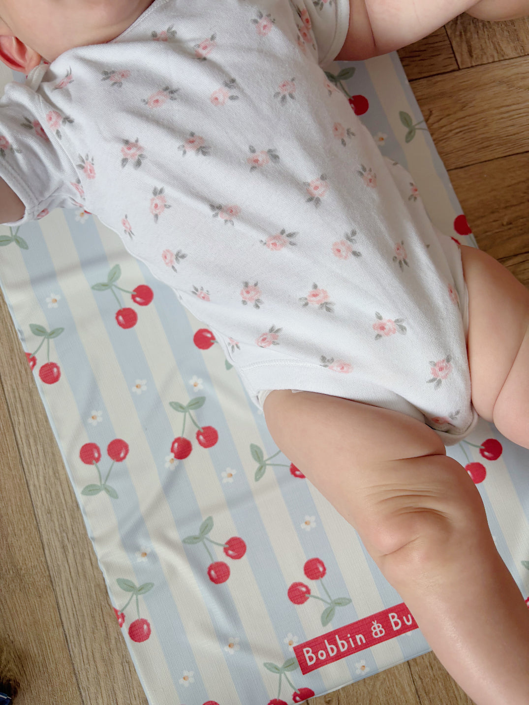 Travel Changing Mat - Cherry Stripe