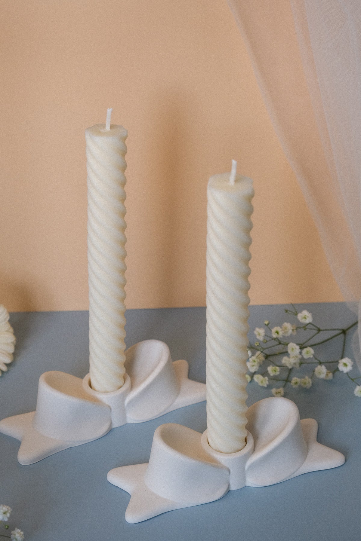 Handcrafted Bow Candle Holder in Eco Jesmonite