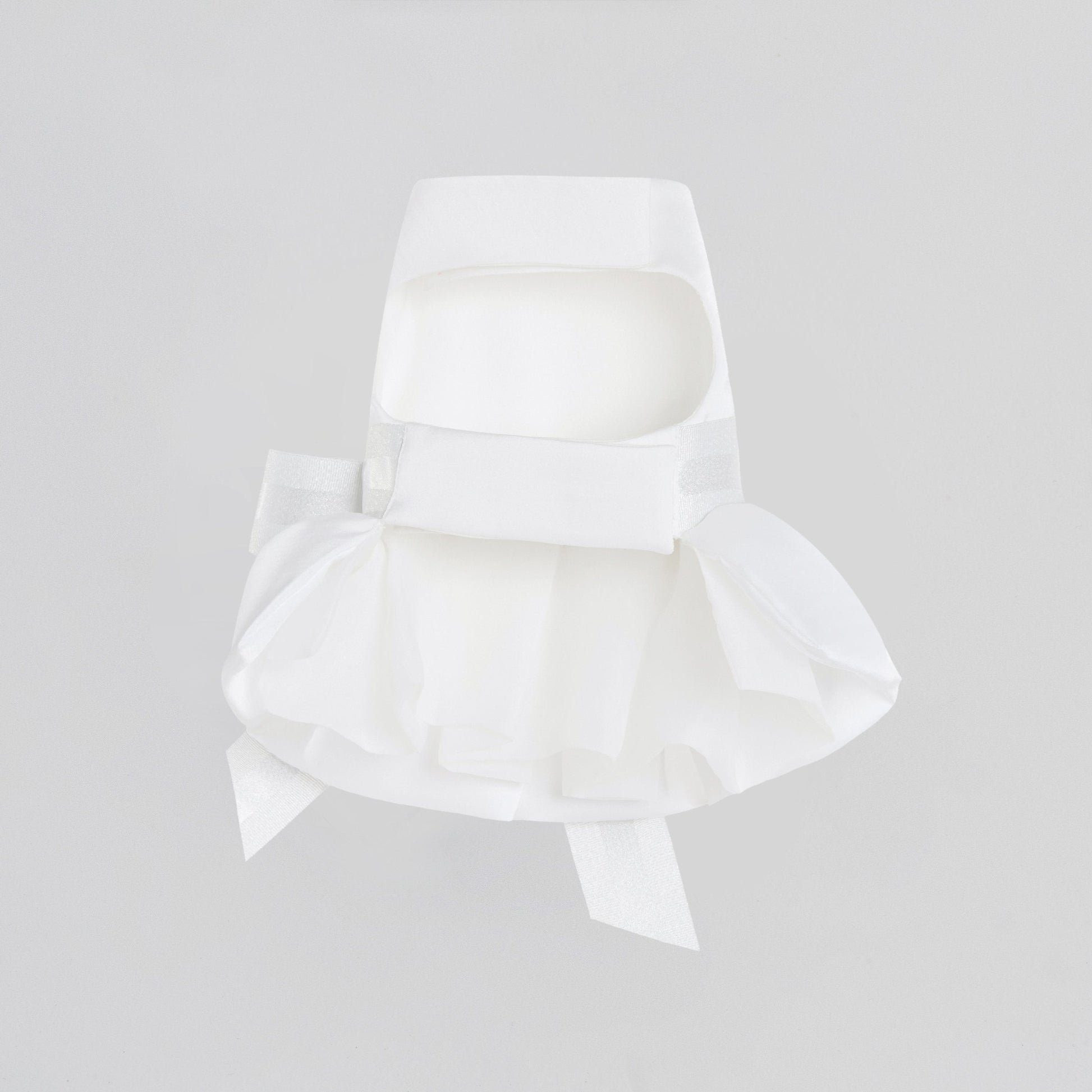 White Bowknot Dress with Puff Hem