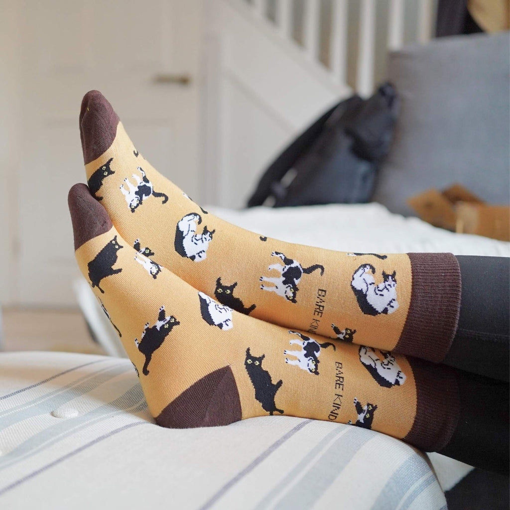 Brown Cat Bamboo Sock Pair Set