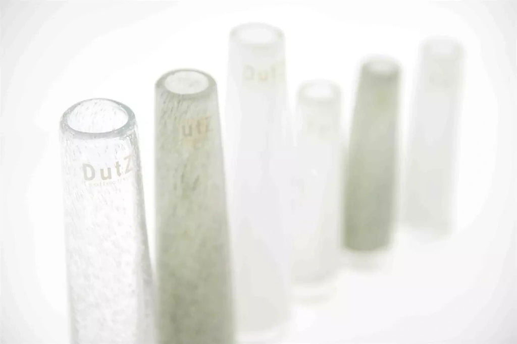 White Mouth Blown Glass Solifleur Vase