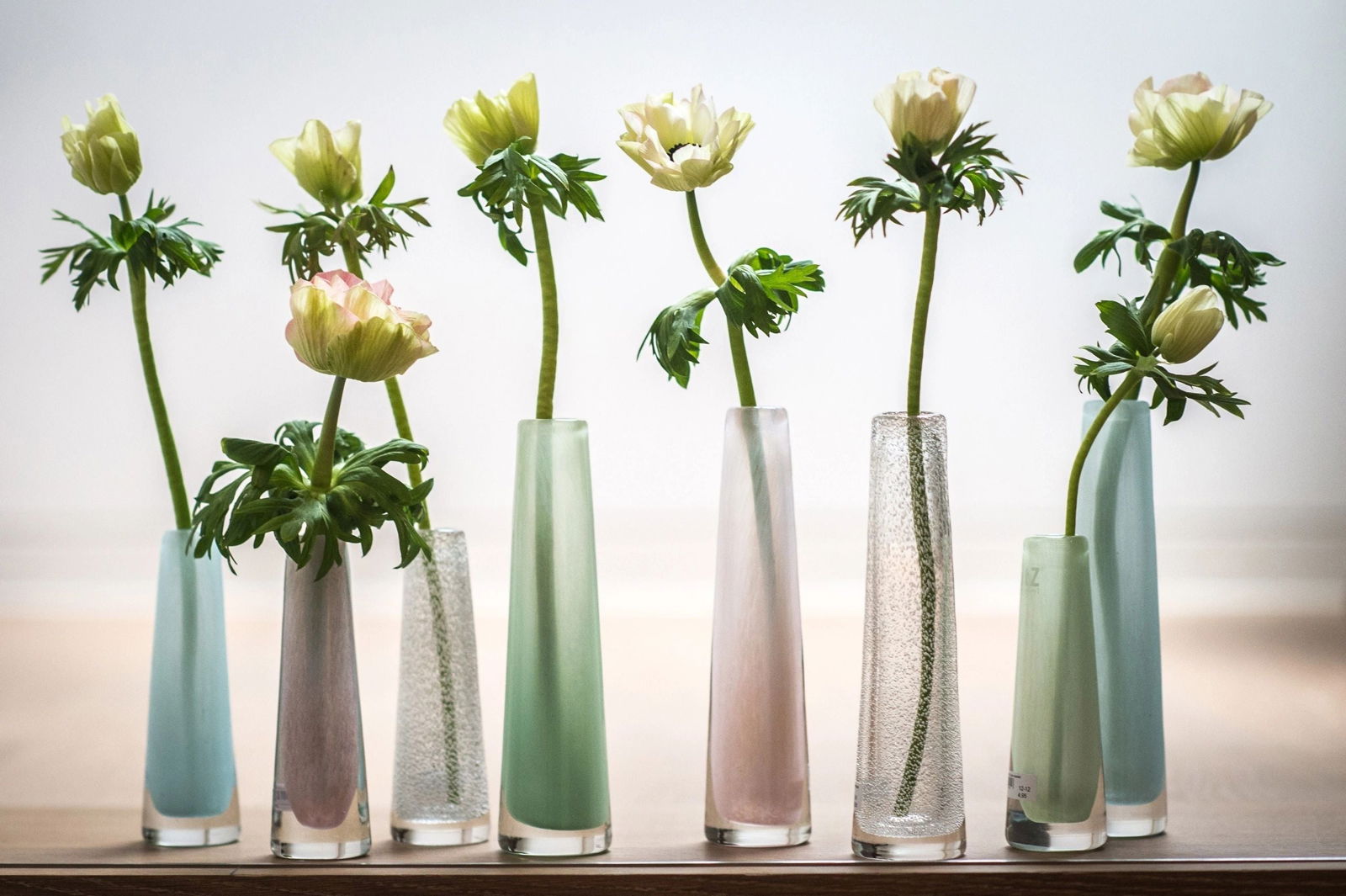 White Mouth Blown Glass Solifleur Vase