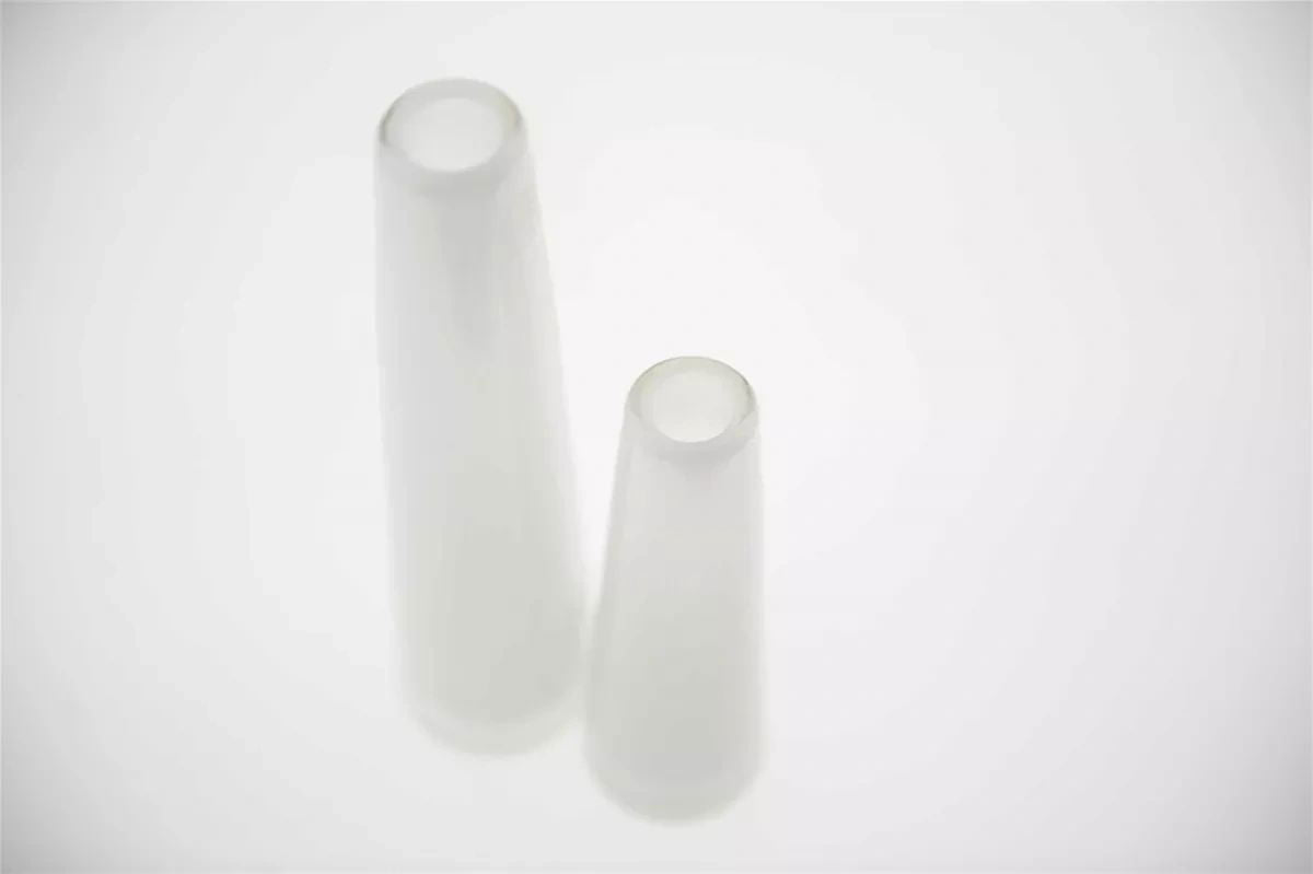 White Mouth Blown Glass Solifleur Vase
