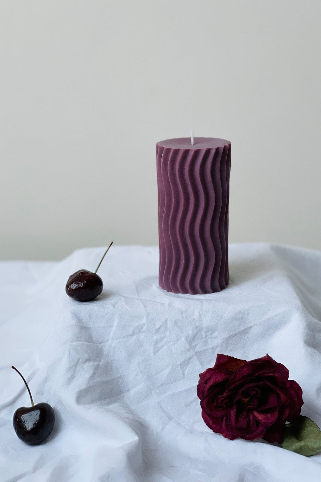 Sculpted Pillar Candles in Pastel Colours