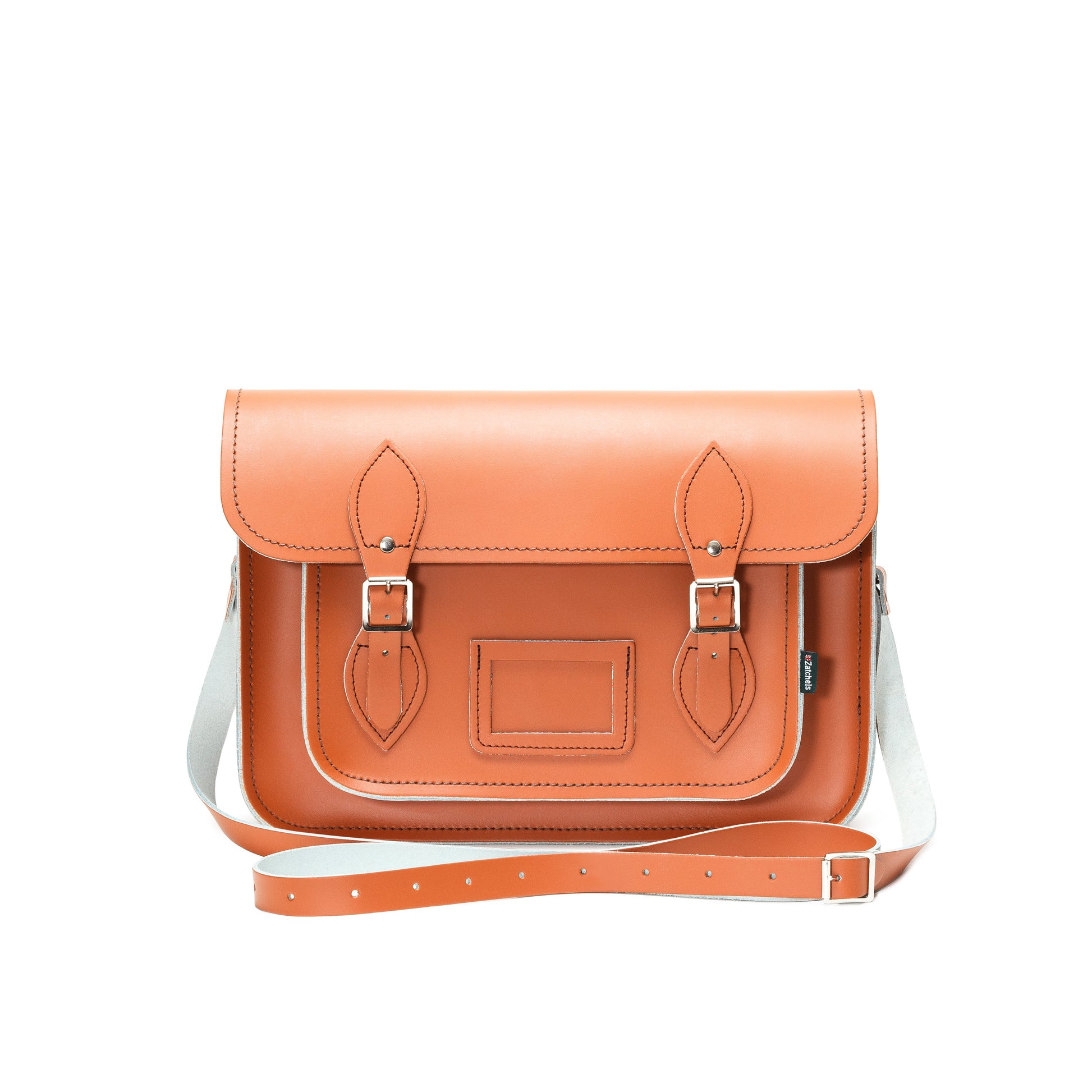Handmade Leather Satchel in Burnt Orange