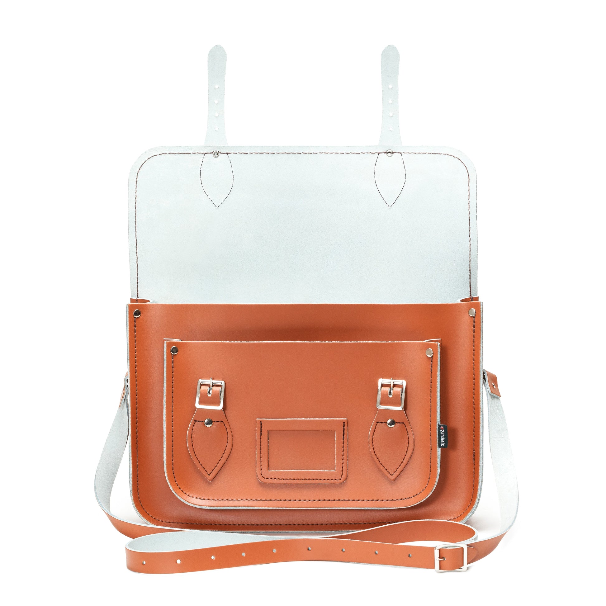 Handmade Leather Satchel in Burnt Orange