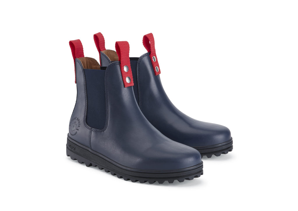 Women's Navy Blue Leather Winter Chelsea Boot