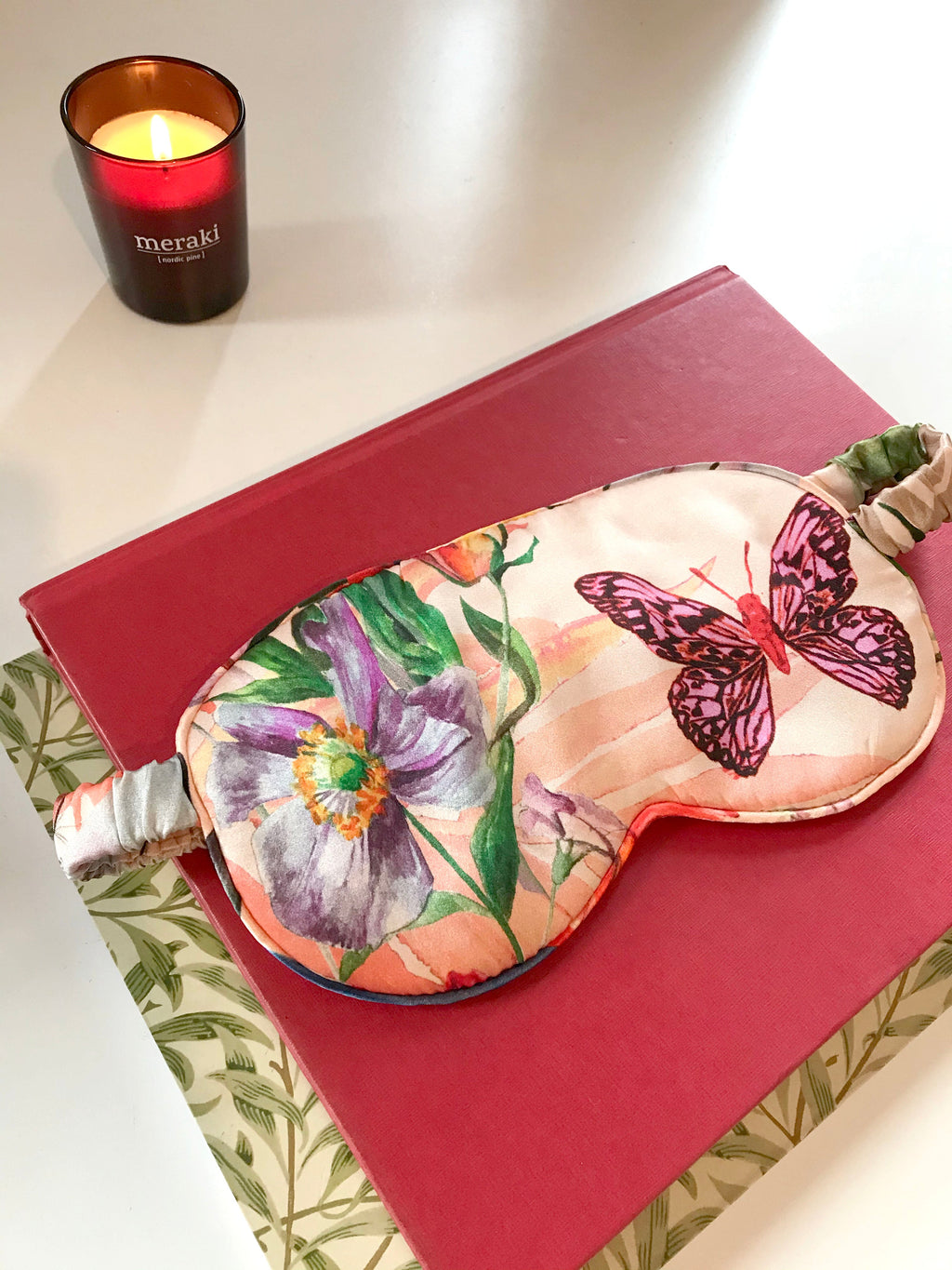 Silk Eye Mask with Tropical Floral Print