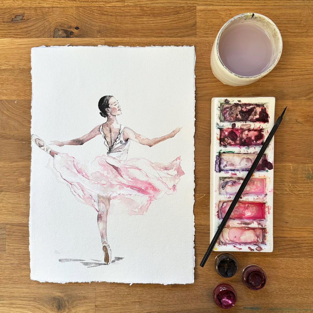 Hand Painted Ballerina Illustration Print for Nursery and Bedroom