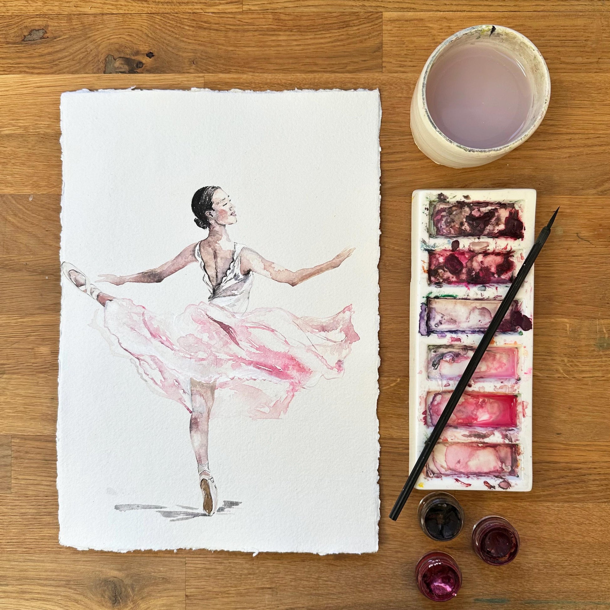 Hand Painted Ballerina Illustration Print for Nursery and Bedroom