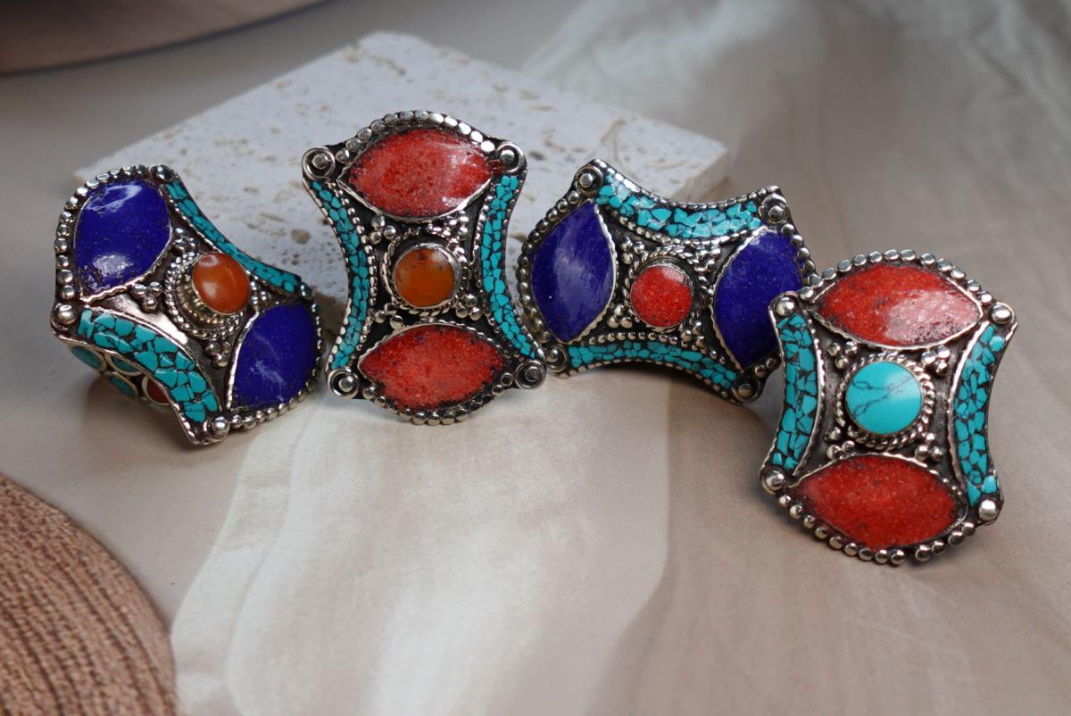 Mosaic Heritage Boho Gemstone Statement Rings