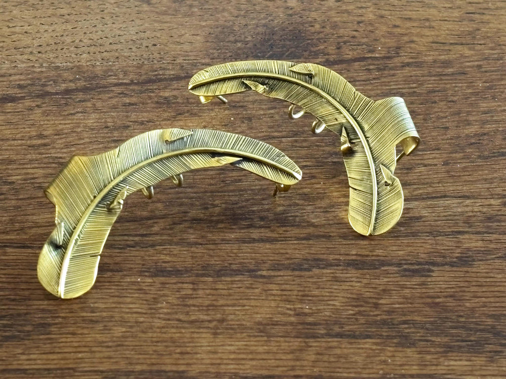 Feather Ear Cuffs Brass Statement Ear Climbers
