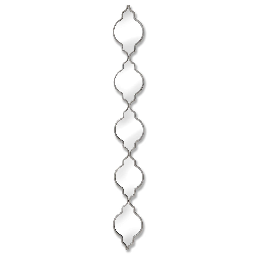 Silver quarterfoil mirror with vintage charm, 132cm height, premium metal frame for modern or traditional interiors by RoomLondon at brixbailey.com