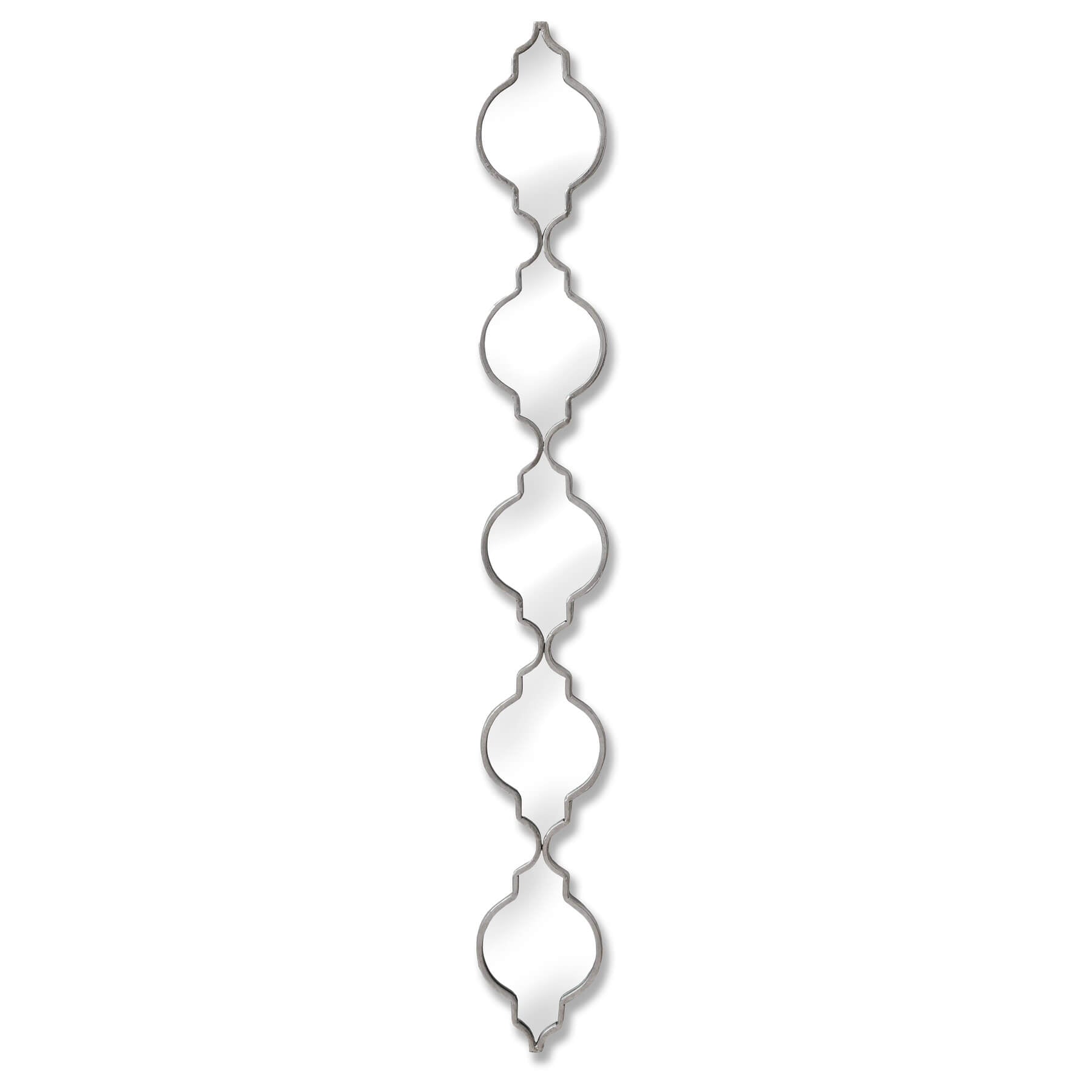Silver quarterfoil mirror with vintage charm, 132cm height, premium metal frame for modern or traditional interiors by RoomLondon at brixbailey.com
