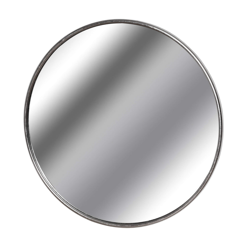Large circular silver foil wall mirror, 125cm diameter, with luxurious reflective metal frame for modern home decor by sostter at brixbailey.com