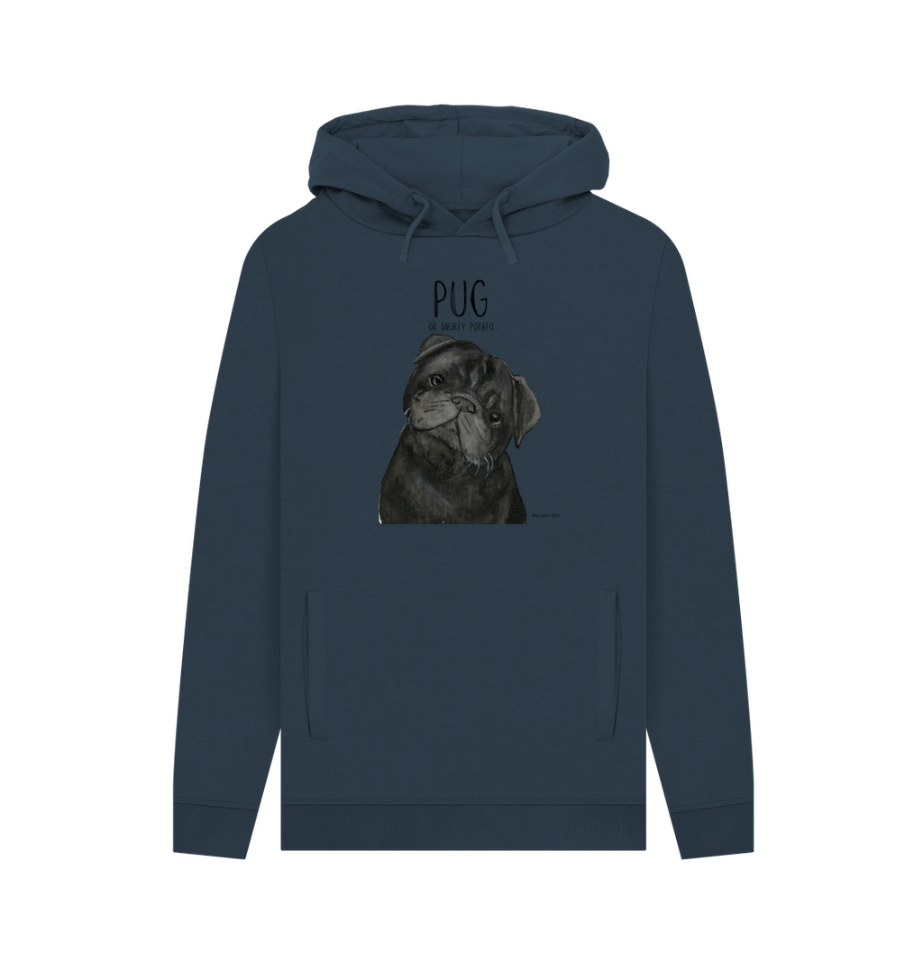 Snorty Potato Mens Hoodie Cozy Pug Vibes for Dog Lovers