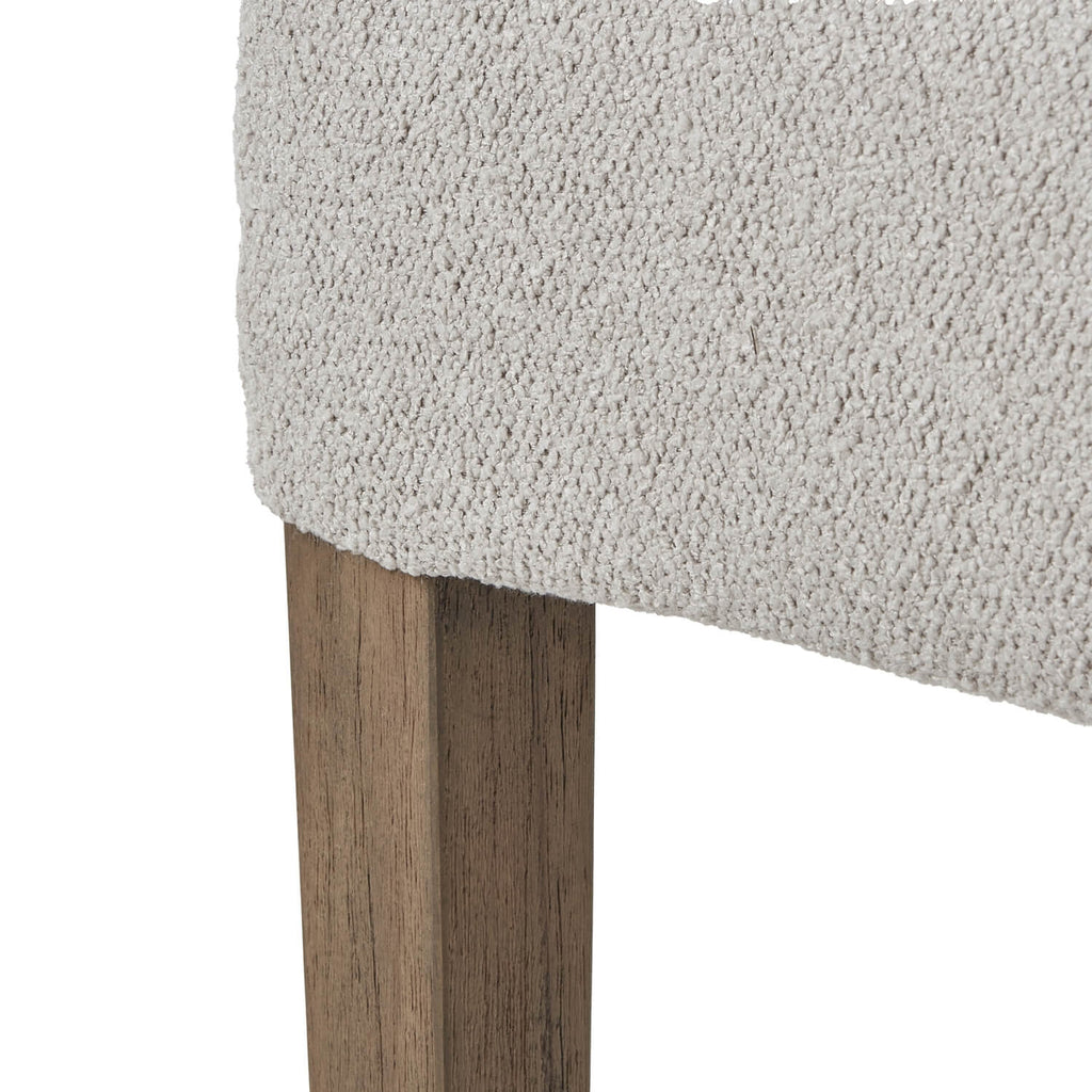 Compton Aspen Dining Chair with curved backrest, twill upholstery, and rustic wood frame for elegant dining spaces by RoomLondon at brixbailey.com
