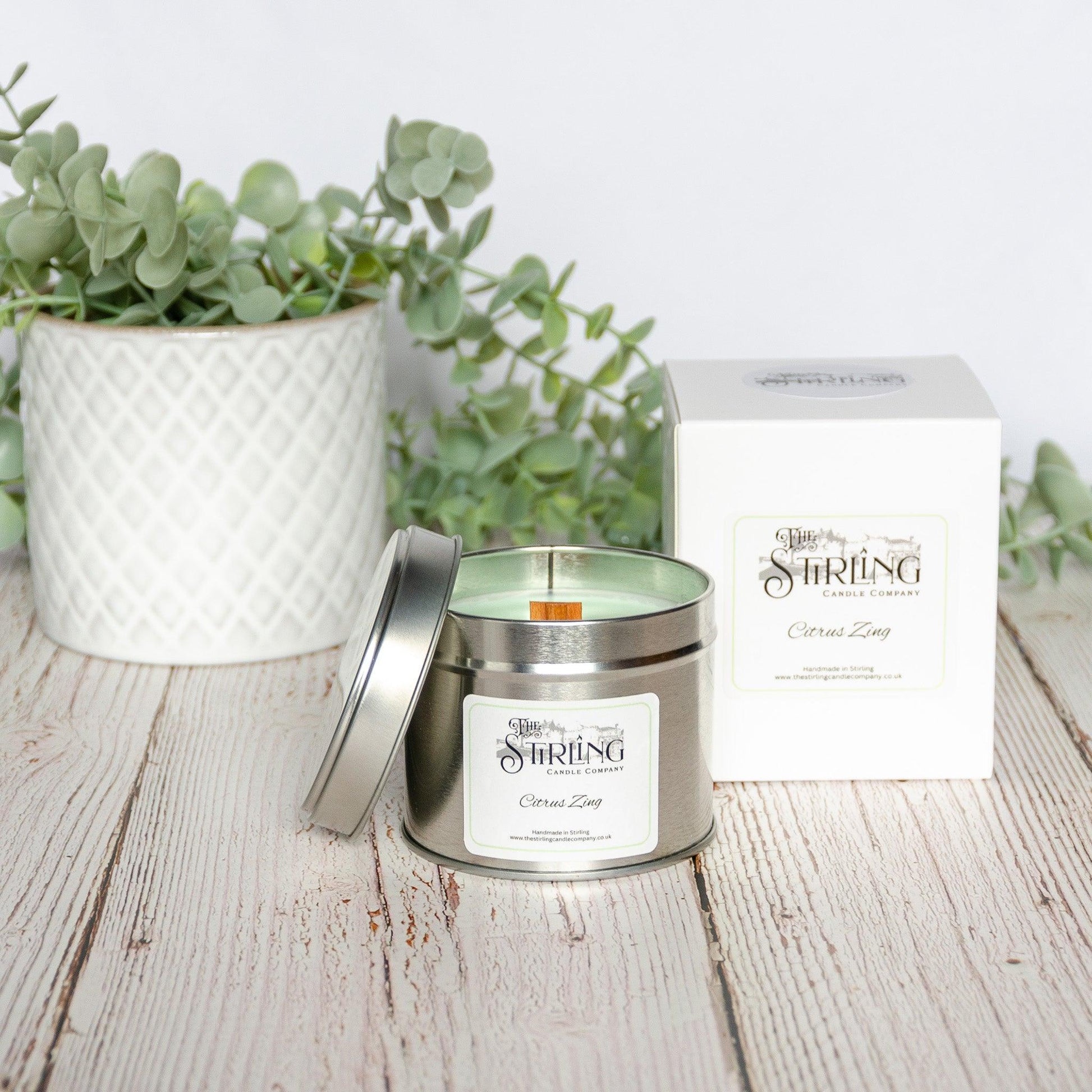 Citrus Zing Travel Tin Candle with Wooden Wick