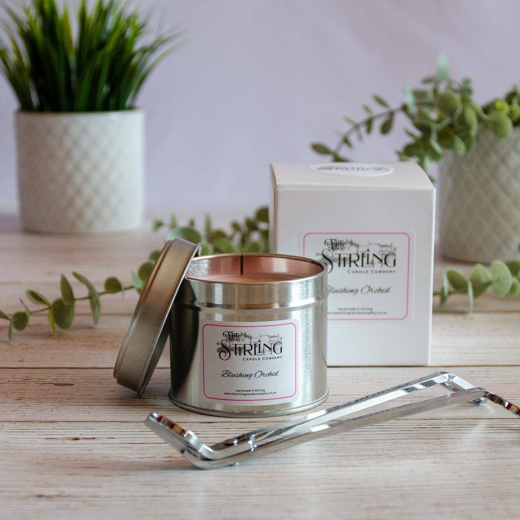 Blushing Orchid Travel Tin Candle with Wooden Wick