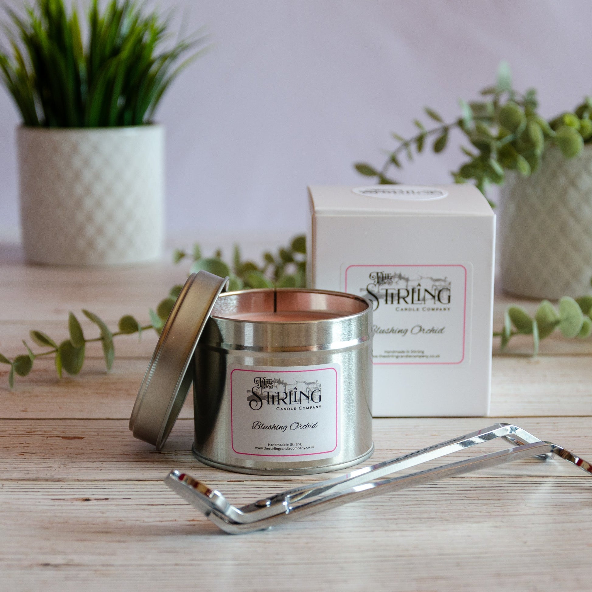 Blushing Orchid Travel Tin Candle with Wooden Wick