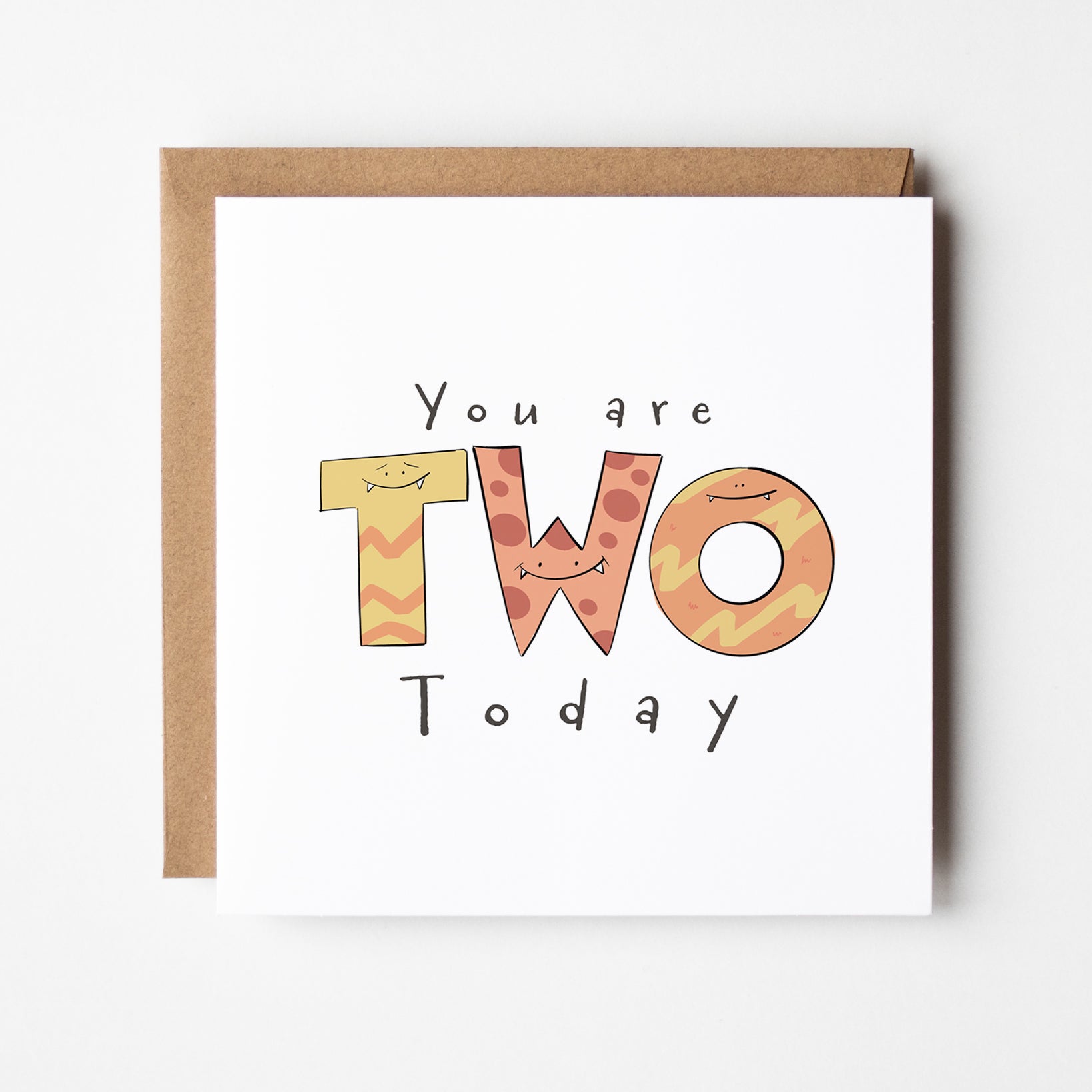You Are 2 Today Cute Monster Milestone Birthday Card