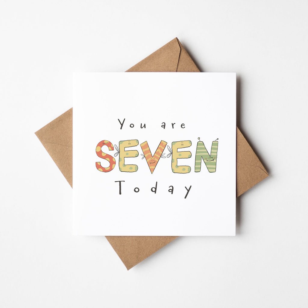 You're 7 Today Monster Birthday Card