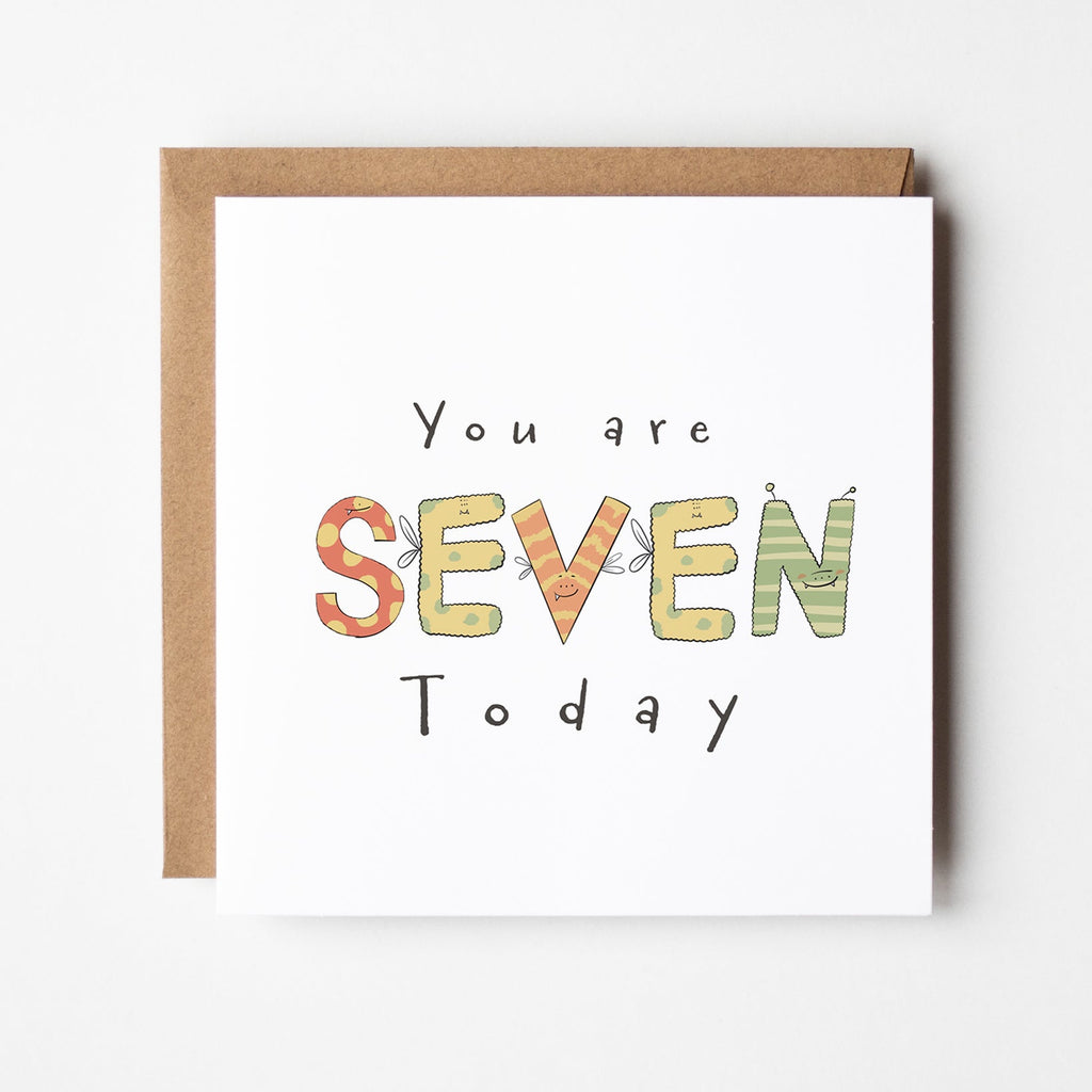 You're 7 Today Monster Birthday Card