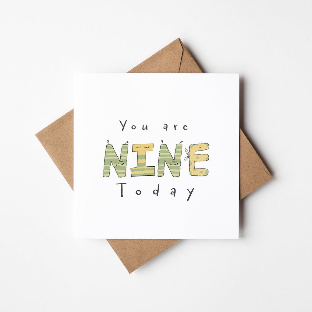 You Are 9 Today Fun Monster Milestone Birthday Card